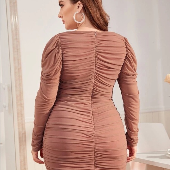 Plus Ruched Long Sleeve Dress - Picture 2 of 2